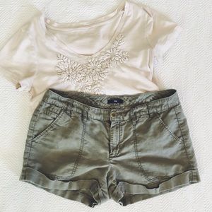 GAP Olive Linen / Cotton Blend Shorts